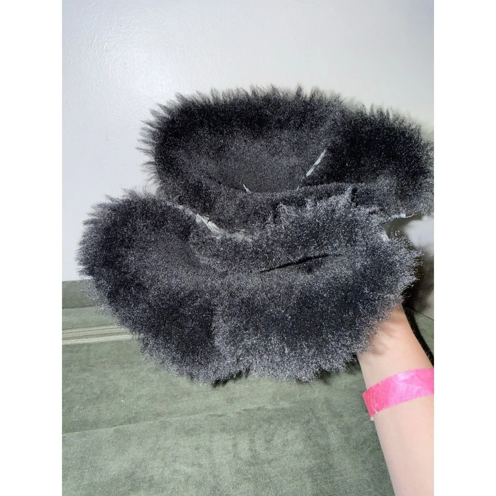 UGG Bailey Button Triplet Tall Fur Winter Snow Boots Black Suede Sherpa Size 8